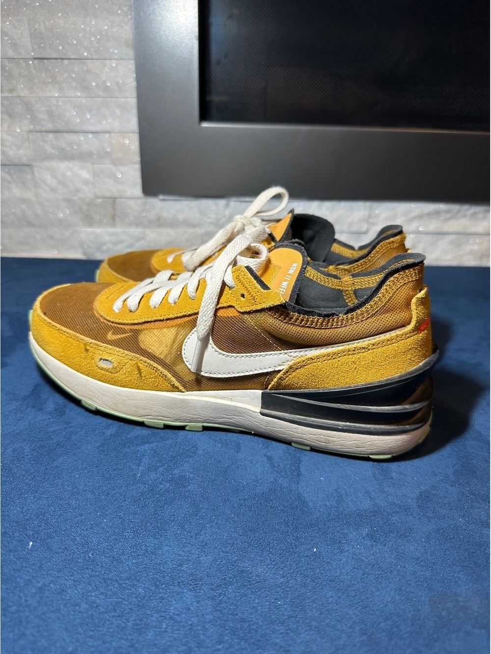 Nike Waffle One Yellow Suede and Mesh Sneakers